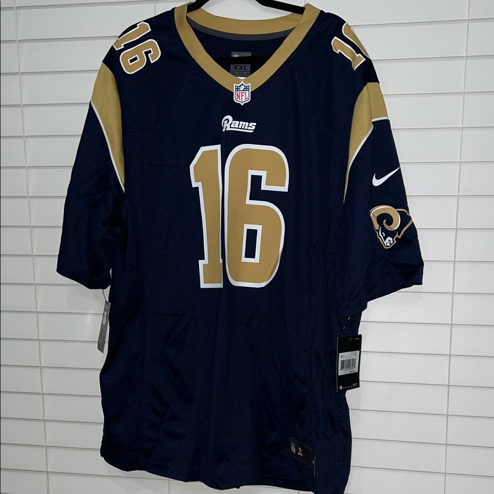 Nike Men's Blue and Gold Rams Jersey